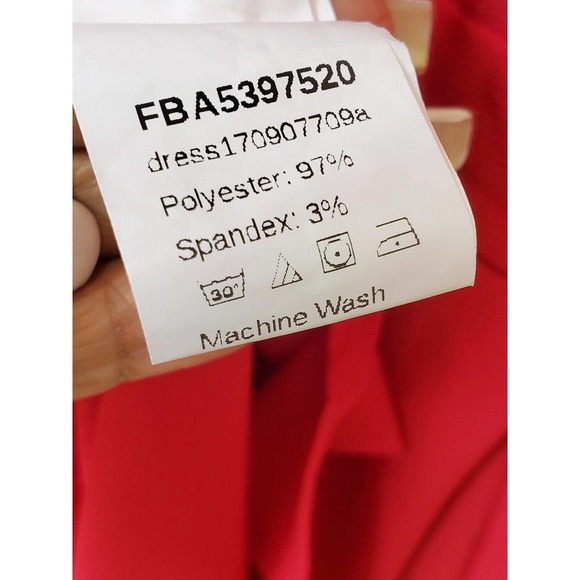 Women's Solid Red Polyester Round Neck Long Sleeve Knee Length Dress Size Small - Picture 12 of 12